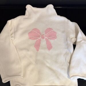 Cozy White Sweater with Pink Bow for Kids